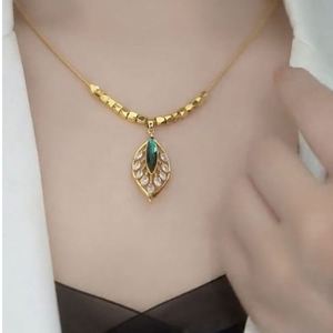 Collares de Moda con Cadena de Eslabones Chapados en Oro y Colgante de Hojas de Circonita para Mujer, Collar de Cuentas Pequeñas, Accesorios de Joyería - Product Image 4