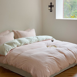 Jacquard <b>Striped</b> Pure Cotton Bedding Set 40s Yarn Dyed Double Layer Duvet Cover <b>Sheet</b> Pillowcase Set - Product Image 3