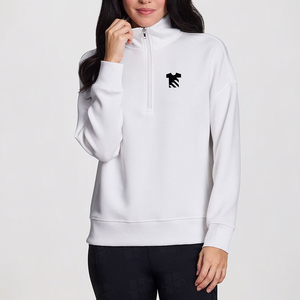 Sudadera de Felpa Suave con Cuello Alto y Cierre de 1/4, Personalizada al por Mayor para Mujer, Ajuste Holgado, para Golf y Fitness, con Bordado - Product Image 4