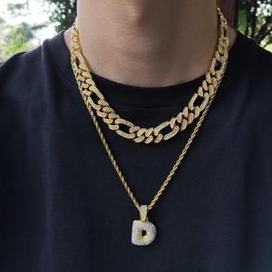 2019 힙합 골드 도금 다이아몬드 피가로 체인 남성 아이스 쿠바 체인 목걸이 - Product Image 3