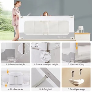 Thấp Moq Bảo Vệ An Toàn Giường Ngủ Bảo Vệ Đường Sắt Trẻ Em Bé Bên Hàng Rào Có Thể Điều Chỉnh Thêm Giường Dài Đường Ray Cho Bé - Product Image 6