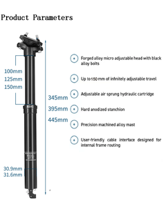 Chine fournisseur réglable 900i câble interne télécommande Tube vtt <span class=keywords><strong>tige</strong></span> <span class=keywords><strong>de</strong></span> <span class=keywords><strong>selle</strong></span> 30.9/31.6mm hydraulique compte-gouttes 125mm/100mm siège - Product Image 4