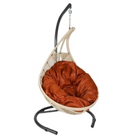 Kugu Yaprak Makrame Mobilier d'extérieur moderne en bois, pour jardin intérieur, balançoires de patio pour adultes, chaise suspendue œuf avec support métallique, pour hôtel
