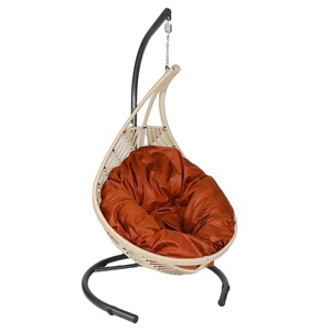 Kugu Yaprak Makrame Modern Wood Outdoor Furniture Indoor Garden Adult Patio Swings Hanging Egg Swing Chair Metal Stand Exterior - Product Image 1