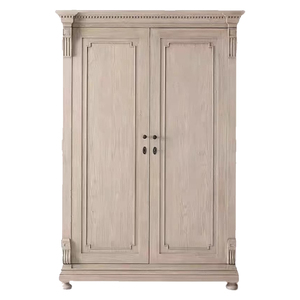 Amerikanischer Landhausstil Massivholz Französische Eiche Doppeltüriger Kleiderschrank Vintage Schlafzimmer Hängender Kleideraufbewahrungsschrank Esszimmer Fitnessraum - Product Image 1