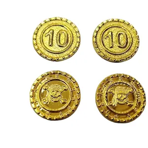 מטבע פלסטיק מחיר זול יותר מטבעות פיראטים מפלסטיק זהב מותאמים אישית למשחק