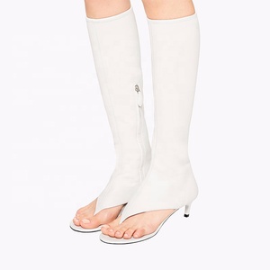 Bottes mi-hautes en daim à talons courts pour femme, collection été 2023, à bout fermé, talon bas, fermeture éclair latérale, bottines longues, chaussures personnalisées - Product Image 3