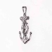 Pendentif Ancre et Leme de Bateau Pirate Rétro en Acier Inoxydable Plaqué Or 18K Étanche, Style Nordique Viking, Sertissage Bezel, pour Hommes YIQI