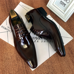 Nouvelles Chaussures Habillées Oxford pour Homme en Cuir Brillant, Style Britannique Tendance, à Bout Pointu, Montantes, à Enfiler, Idéales pour Mariage et Cérémonie - Product Image 4