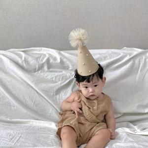 DAMAI joyeux anniversaire enfants rétro Maillard perle fil boule anniversaire chapeau bandeau rétractable cheveux accessoires Photo accessoires - Product Image 1