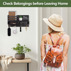 WDF Porta Llaves De Pared casa portachiavi <span class=keywords><strong>in</strong></span> <span class=keywords><strong>legno</strong></span> Rack supporto scaffale gancio e posta per montaggio a <span class=keywords><strong>parete</strong></span> portachiavi per <span class=keywords><strong>parete</strong></span> - Product Image 6