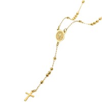 Collier de prière catholique chrétien en acier inoxydable plaqué or 18 carats XF, perles de chapelet, croix de Jésus, Vierge Marie, bijoux religieux