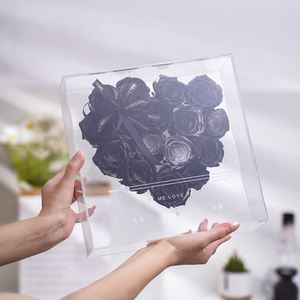 Luxury Acrylic <b>Box</b> Transparent Square Flower <b>Box</b> <b>CD</b> Style Creative Gift <b>Box</b> for Valentine's Day - Product Image 6