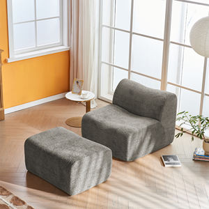 Compressed Modern Midcentury Modern Lounge Chair <b>Recliner</b> Ottoman Eco-Friendly Upholstery Compressed Design Small Spaces Villa - Product Image 1