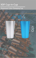 VENTE FLASH - Gobelets classiques écologiques en aluminium jetables, logo personnalisé, couleur changeante, forme trapézoïdale, 500 ml, pour bière, vin, camping