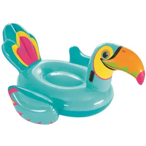 B01 Lebendige Farben Tipsy Toucan Ride Schwimmen Aufblasbarer Pool Float Toucan Pool Float Toys Aufblasbare Tier insel