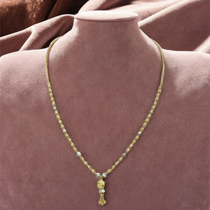 Elegant gold necklace with dual tone beads and pendant for women delicate chain design <b>wedding</b> party wear jewelry - Product Image 3