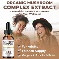 Café aux champignons magiques séchés Marque Blanche, Extrait 8 en 1 en gouttes d'huile, Supplément de vitamine D, Gouttes liquides de complexe de champignons Reishi