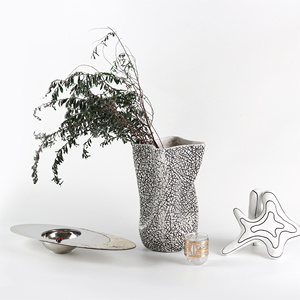 Bol de soucoupe volante <span class=keywords><strong>Techno</strong></span> Art moderne pour service hôtelier Bol en acier inoxydable et cuir pour accessoires de décoration intérieure - Product Image 5