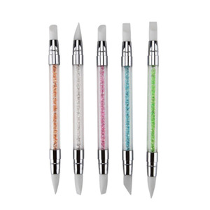 Lot de 5 pinceaux à ongles en silicone avec manche diamanté, stylo graffiti, outil de sculpture et de gaufrage, design floral 3D, stylo à ongles en silicone pour manucure - Product Image 2