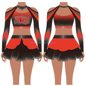 最新人気チアリーディング制服ラインストーン長袖プロデザインチームウェアセクシーチアリーダー衣装 - Product Image 1