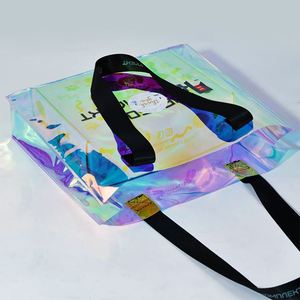 Sac fourre-tout personnalisé en PVC transparent holographique résistant, réutilisable, sac à main en plastique laser irisé, sac de shopping, sac cadeau, sac d'emballage - Product Image 4