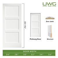 Porte Intérieure en Bois Moderne Style Shaker à Âme Creuse, 3 Panneaux, en MDF pour Pièces de Maison