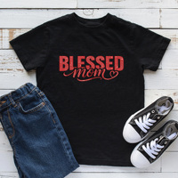 Impression personnalisée de motifs thermocollants en strass rouge « Blessed Mom »