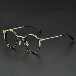 Montures <span class=keywords><strong>de</strong></span> Lunettes Rondes Vintage pour <span class=keywords><strong>Homme</strong></span> Unisexe, Lunettes Anti-Lumière Bleue, Lunettes <span class=keywords><strong>de</strong></span> Lecture Classiques, Montures Optiques en Métal - Product Image 1