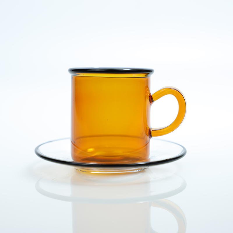 Amber color borocilicate glass cup set