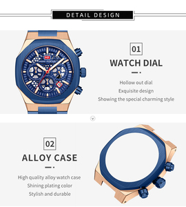 MINI FOCUS Orologio Cronografo al Quarzo da Uomo in Acciaio Inossidabile, Orologio da Polso Sportivo Business con Lancette Luminose Automatico 0411 - Product Image 5