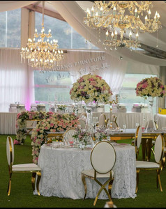 Chaises en Acier Inoxydable à Bord Doré pour Décoration d'Événements Modernes <span class=keywords><strong>de</strong></span> <span class=keywords><strong>Luxe</strong></span> (Mariages, Réceptions, Hôtels, Salles à Manger) – Vente en Gros - Product Image 5