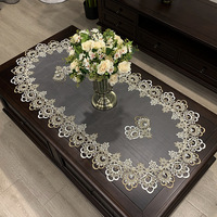 Ensemble de nappe et chemin de table anti-poussière en tissu dentelle TaiGen, motif géométrique de style américain, pour table basse et meuble TV