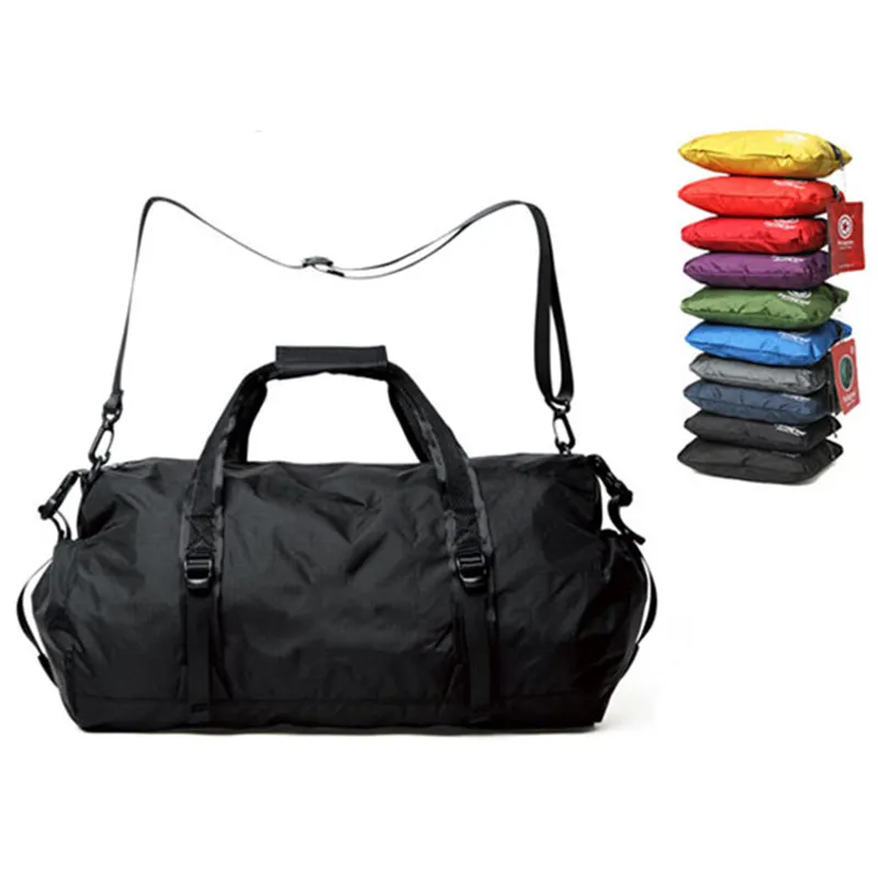 Bolsa deportiva de nylon barata de múltiples colores, bolsa deportiva Plegable ligera para gimnasio
