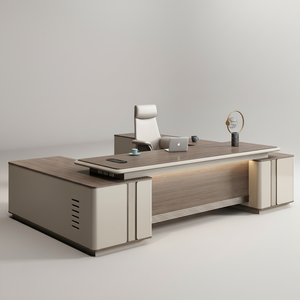 Scrivania Moderna di Lusso in Legno con Cassetti Portaoggetti, Postazione di <span class=keywords><strong>Lavoro</strong></span> Semplice ed Elegante per Casa o Ufficio - Product Image 1