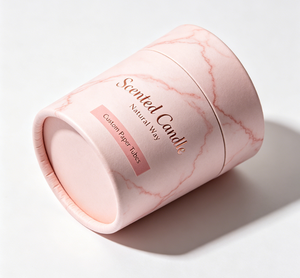 Scented Candle Paper Tube Pink Marble Design Gold <b>Foil</b> Printing Custom Size Recyclable Craft Paper Packaging - Product Image 1