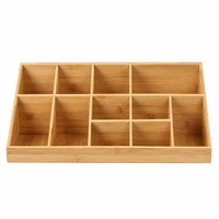Organisateur de bureau moderne en bambou naturel écologique, multi-compartiments, pour sachets de thé et épices, idéal pour le bureau, la cuisine et la coiffeuse