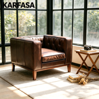 Fauteuil club en cuir marron, capitonné à boutons, design diamant, pieds en bois, fauteuil vintage classique pour salon, coin lecture
