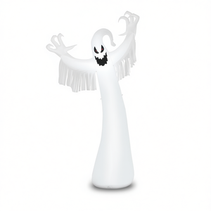 Halloween Inflatable Ghost 12 Ft Tall <b>Outdoor</b> Yard Decoration Waterproof Fabric With <b>Led</b> <b>Lights</b> Spikes <b>Ropes</b> - Product Image 1