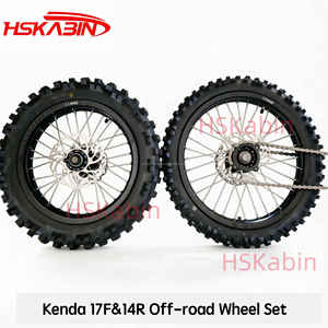 Nouvel ensemble de roues tubeless tout-terrain Kenda 17/14 pouces pour moto et dirt bike 70/100-17 90/100-14 noir avec pignon de rotor - Product Image 5