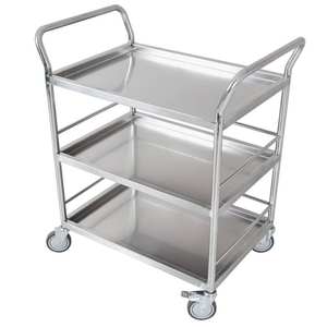 Chariot à main robuste en acier inoxydable avec capacité de charge de 800 livres, type autoportant, avec freins sur 2 roues pour la logistique d'entreposage - Product Image 1