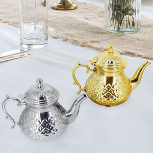 Classic Middle Eastern Style Malachite Pattern Pour Over Coffee Kettle Arabian Coffee Pot 201 Stainless Steel Moroccan <b>Tea</b> Pots - Product Image 1