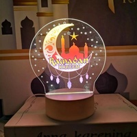 Nouvel arrivage 3D de veilleuse château de lune 3D acrylique Ramadan Islam USB lampe de table Ramadan Kareem pour la fête de l'Aïd al-Fitr