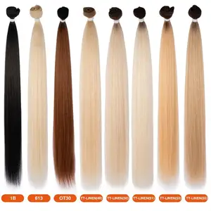 Cabelo sintético em fibra, cor ombre, resistente ao calor, feixes de cabelo sintético, máquina preta natural, trama dupla, extensões de cabelo