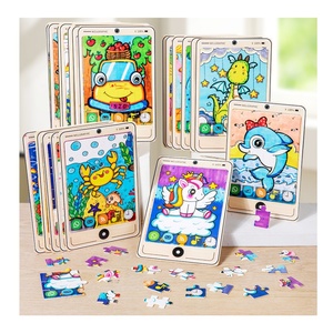 थोक सस्ते 24 पीसी 3 डी लकड़ी के फोन जिगसॉ बेबी पहेली पेपर फार्म पशु कार काटने पहेली diy मोंटेसरी शैक्षिक बच्चे खिलौने - Product Image 1