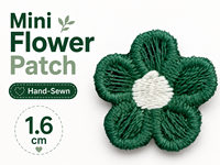 Mini patch brodé de fleurs vert forêt de 1,6 cm, appliqué à coudre pour vêtements, sacs, chapeaux, accessoires pour cheveux et décoration artisanale DIY.
