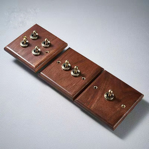 เต้ารับสวิตช์ไฟฟ้าติดผนังแผงวอลนัทสีดำใช้ในบ้านแบบย้อนยุค - Product Image 5