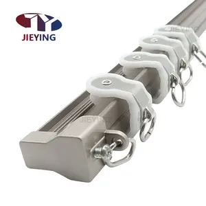 Jieying High Quality Curved Metal Curtain Track Flexible Bendable Thickened Aluminum Curtain Rail For L U Shape Window