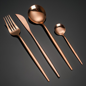 Set di posate dorate all'ingrosso: coltello, cucchiaio, forchetta in acciaio inossidabile dorato per matrimoni - Product Image 5