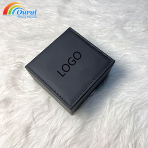 Factory Direct Custom Classic <b>Black</b> leather watch <b>box</b> with velvet lining for man,Custom logo and color for the watch <b>box</b> - Product Image 3